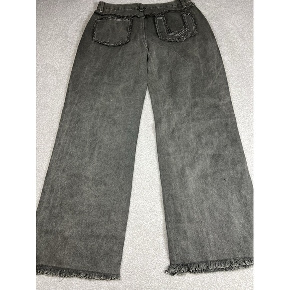 POL The Pearl Drop Jeans Distressed Straight Leg Beaded Denim Gray Medium EUC Ve - Picture 12 of 13